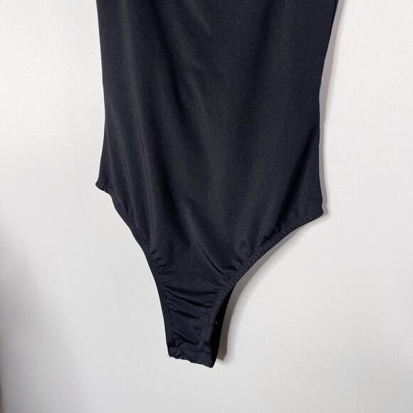 Princess Polly Size 2 Black Puff Sleeve Bodysuit Square Neckline Sheer Stretch - Picture 4 of 12